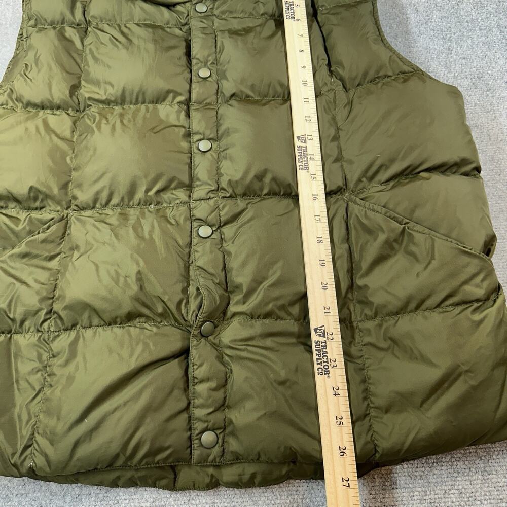 Lands End Mens Puffer Vest Olive Green Goose Down Quilted Snap Front XL 46-48 - Picture 2 of 6